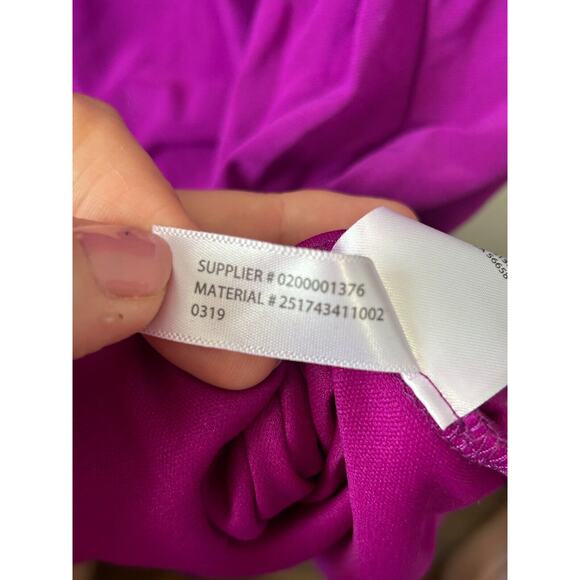 Lauren Ralph Lauren Bodycon Dress Women's Petite 16P Purple Ruched Wrap V Neck - Picture 9 of 12